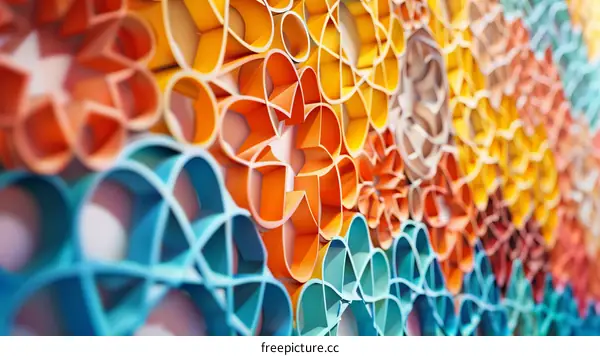 Colorful 3D paper flower wall sculpture