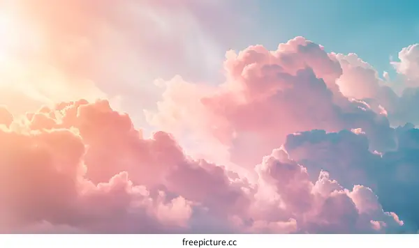 Pink and Blue Sky With Fluffy Clouds