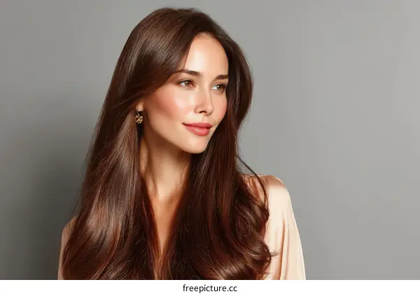 Beautiful Woman with Long Brown Hair