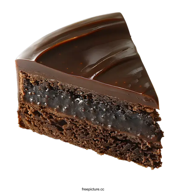 [Transparent Background PNG]Slice of Chocolate Cake on White Background