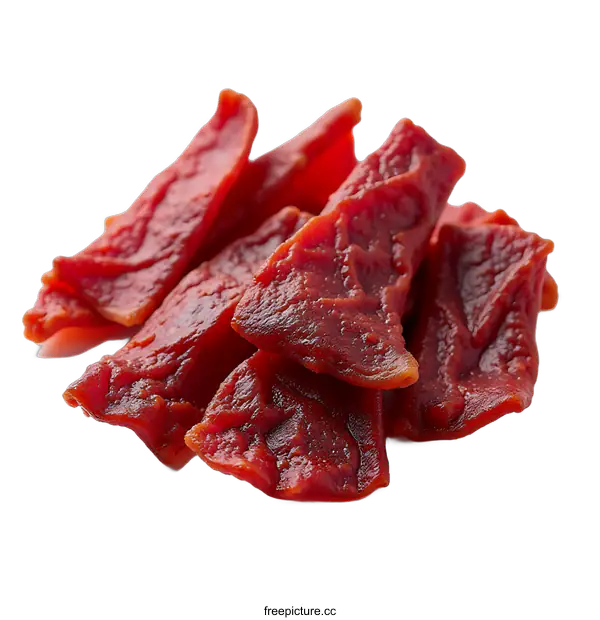 [Transparent Background PNG]Close Up of Delicious Red Meat Jerky on transparent background