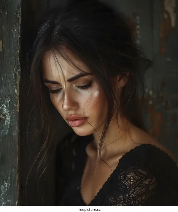 portrait of a beautiful young woman with freckles on her face