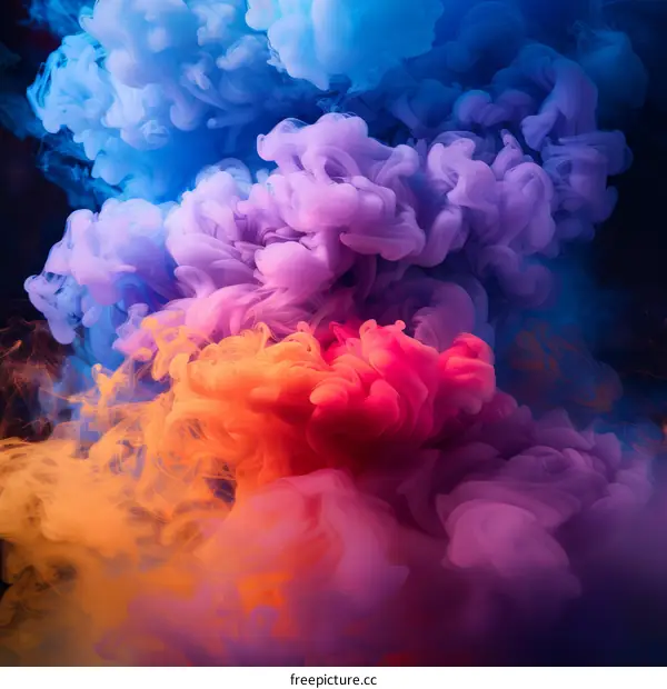 Colorful smoke explosion on black background