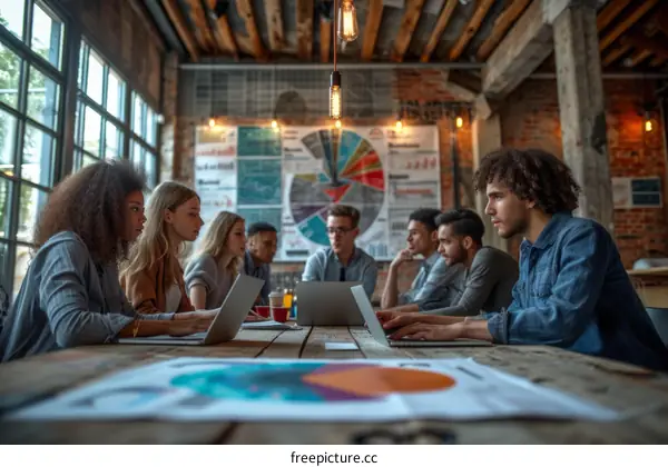 A group of people are sitting around a table in a meeting.