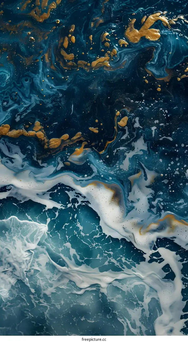 Abstract Blue and Gold Marble Texture Background