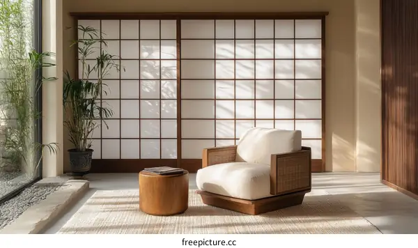 Modern Minimalist Japanese-Style Living Room