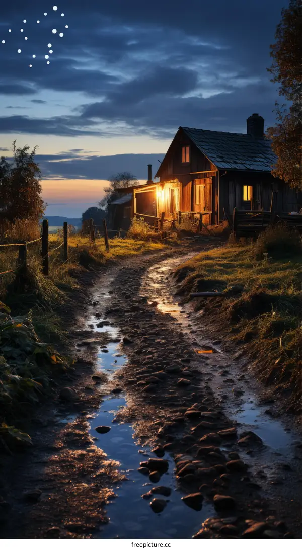 Countryside house in the evening