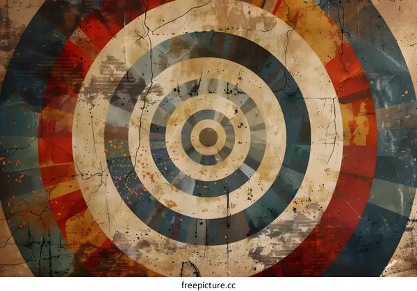 Abstract Target Concentric Circles Grunge Background