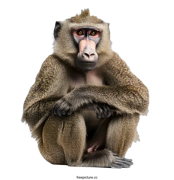 [Transparent Background PNG]Mandrill Sitting On White Background