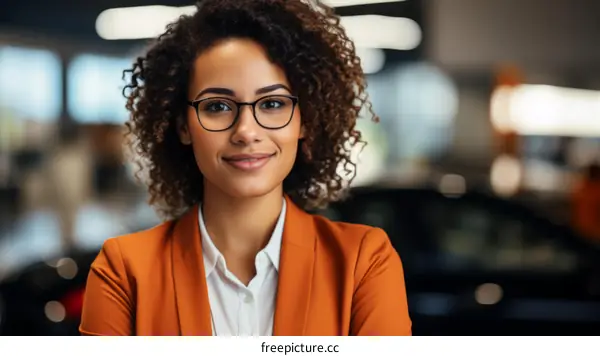 Portrait of a young businesswoman smiling in an office