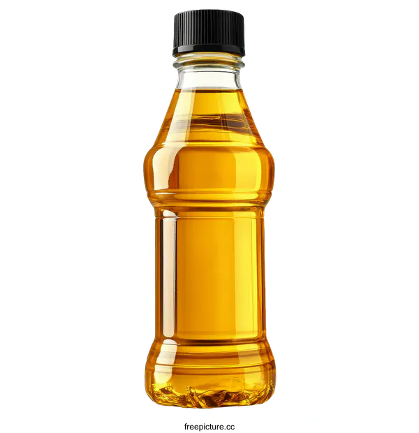 [Transparent Background PNG]Transparent Plastic Bottle with Golden Liquid
