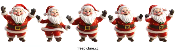 [Transparent Background PNG]Four Merry Christmas Santa Claus Characters