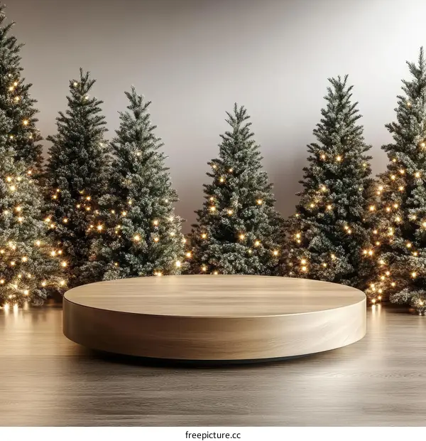 Christmas Display Wooden Round Platform