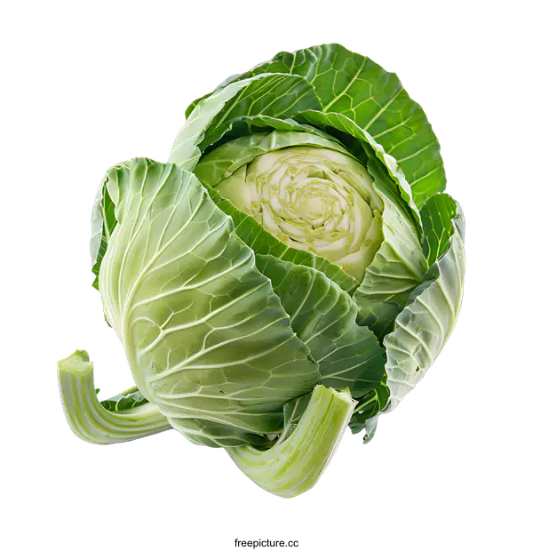 [Transparent Background PNG]Fresh Green Cabbage Isolated on White Background