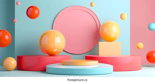 Abstract Colorful 3D Geometric Shapes Background