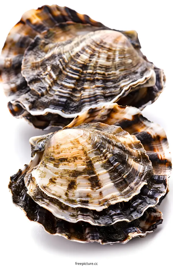 Fresh oysters on a white background