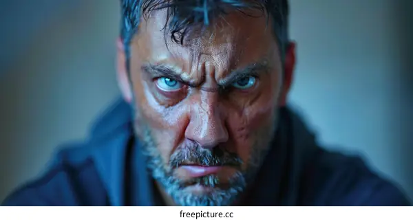 Closeup Portrait of an Angry Man