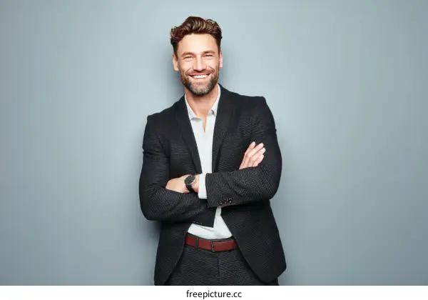 Confident Businessman Portrait Against a Neutral Background