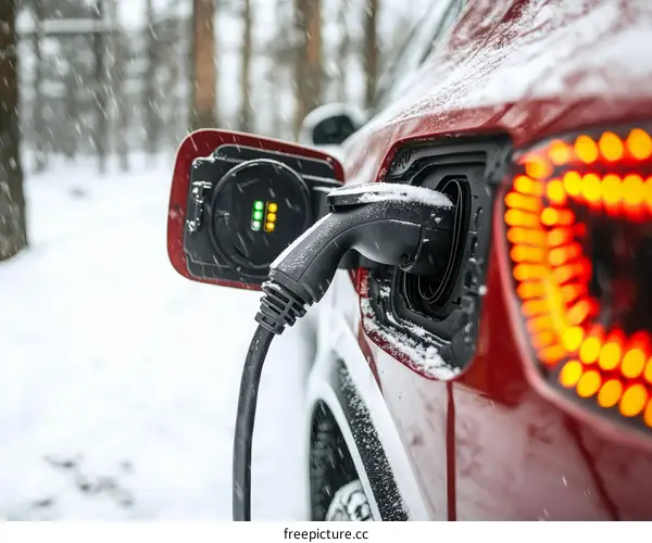 Electric Vehicle Charging in Snowy Weather