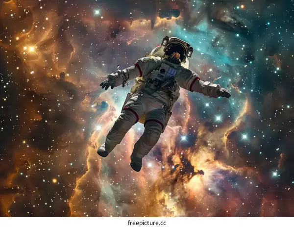 Astronaut floating in the vastness of space