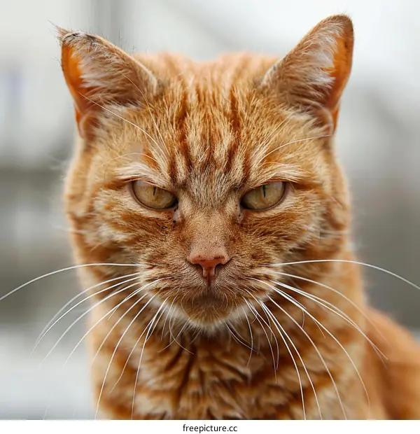 Close up of an orange cat looking at the camera
