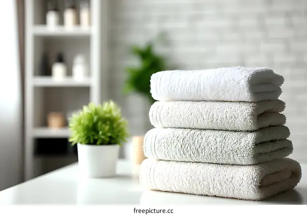 Stacked Towels in a Modern Bathroom