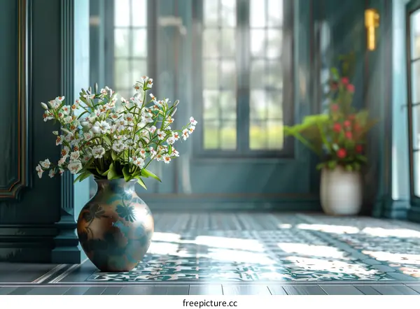 Elegant Interior with Floral Vase