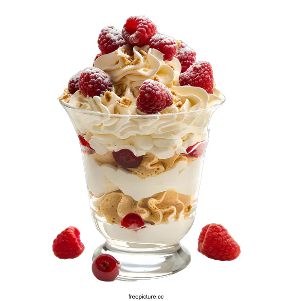 [Transparent Background PNG]Dessert Glass with Cream and Berries