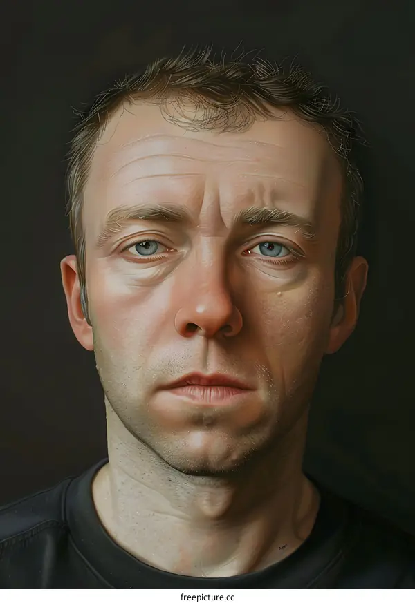 Close Up Portrait of Man with Blue Eyes