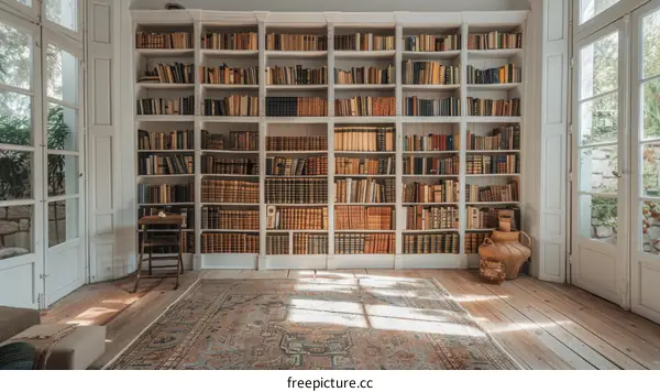 Vintage books in a beautiful home library