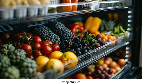 Fresh and organic vegetables and fruits in the supermarket