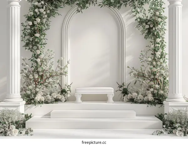 Elegant White Floral Wedding Stage Design