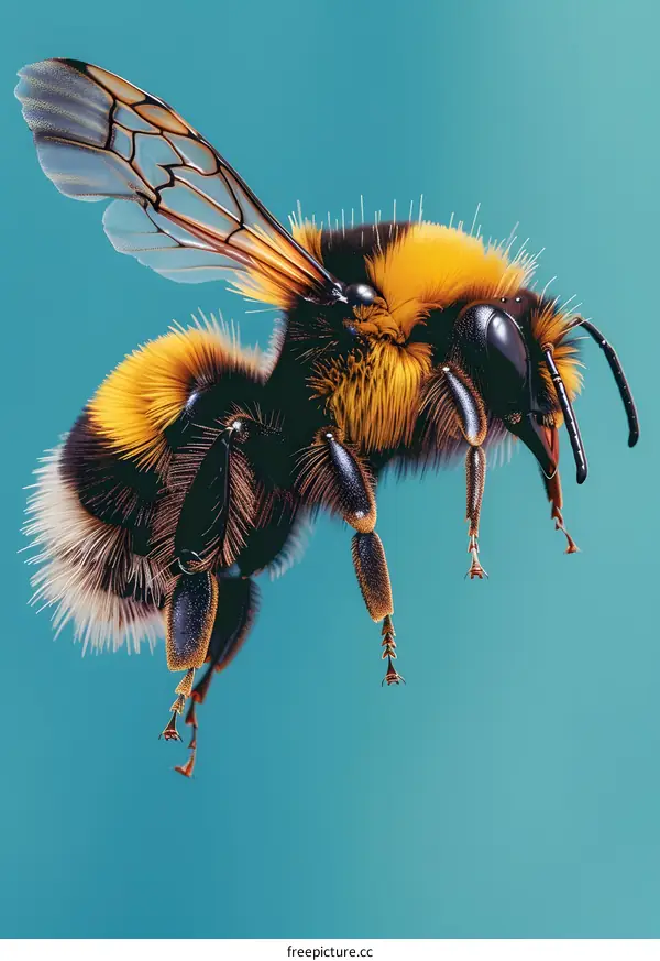 A bee on a blue background