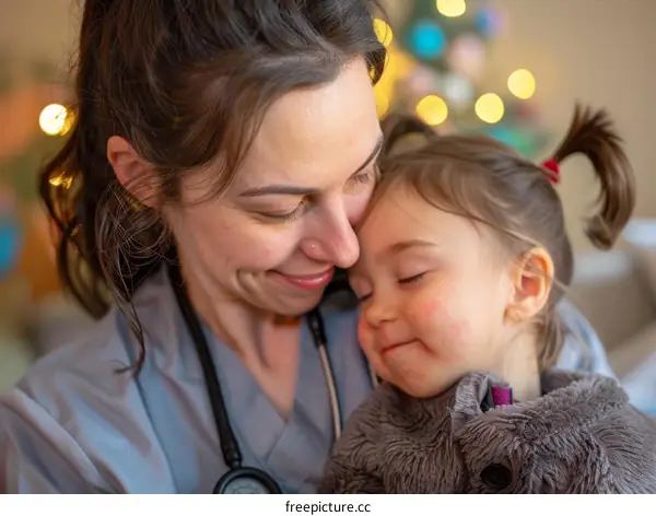 Doctor comforting a child patient
