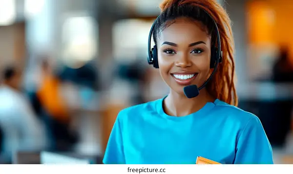 Smiling Black Woman Customer Service Representative
