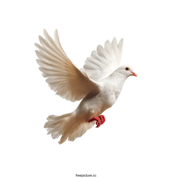 [Transparent Background PNG]A Beautiful White Dove in Flight Against a White Background