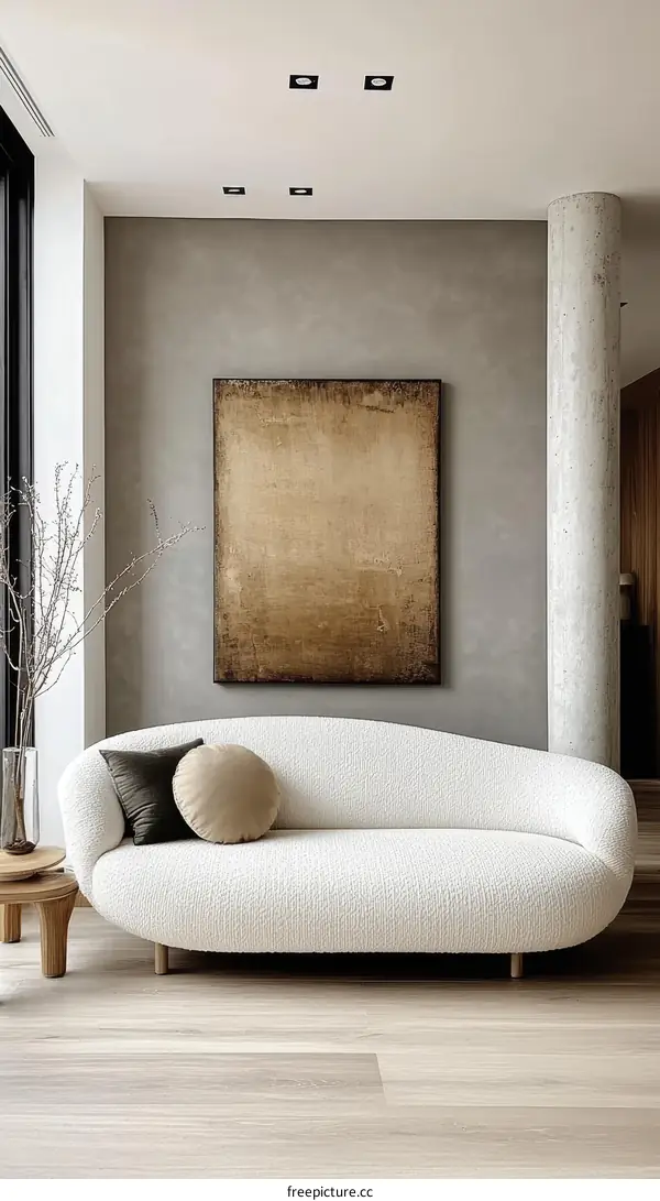 Modern Minimalist Living Room with Unique Sofa
