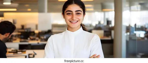 Smiling Businesswoman in Modern Office