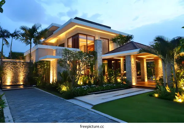 Modern Luxury Home with Stone and Wood Design