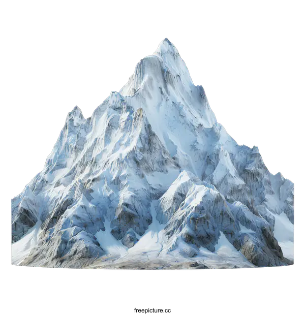 [Transparent Background PNG]Snowy mountain peak on a black background