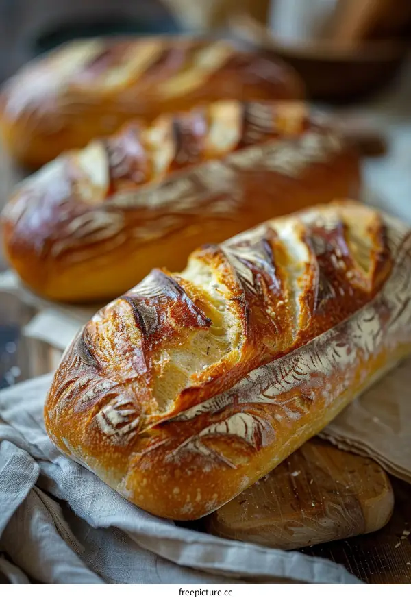 Homemade Loaf of Bread with a Crispy Golden Crust