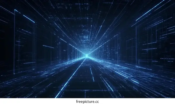 Digital Futuristic Corridor of the Data Flow