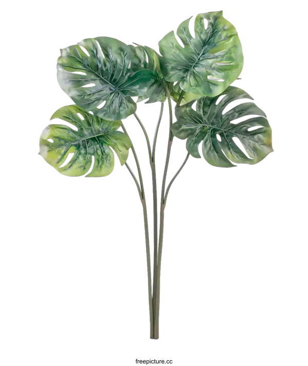[Transparent Background PNG]Green Monstera Plant Leaves Isolated on White Background