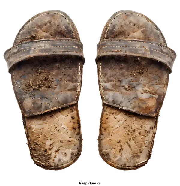 [Transparent Background PNG]A pair of old slippers