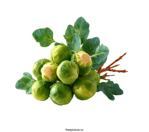 [Transparent Background PNG]Fresh Brussels Sprouts Bunch on White Background