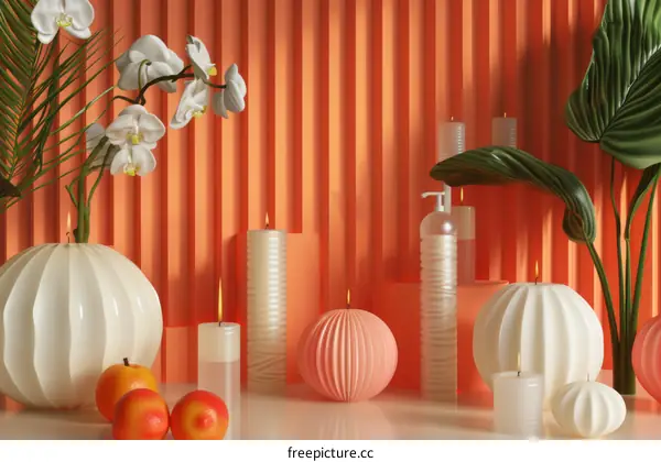 Orange Decorative Still Life with Candles