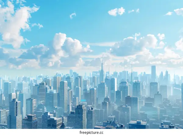 Modern City Skyline on a Sunny Day