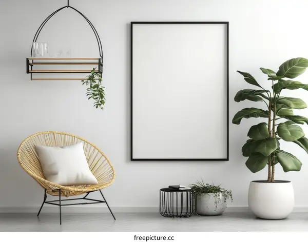 Modern Minimalist Home Interior Mockup with Empty Frame