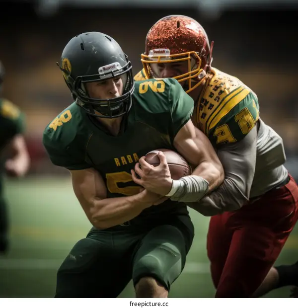 American football players in action
