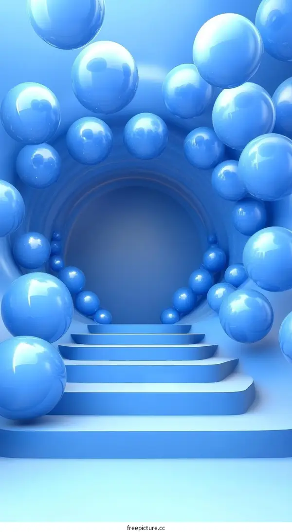 Abstract Blue Sphere Stairway Design